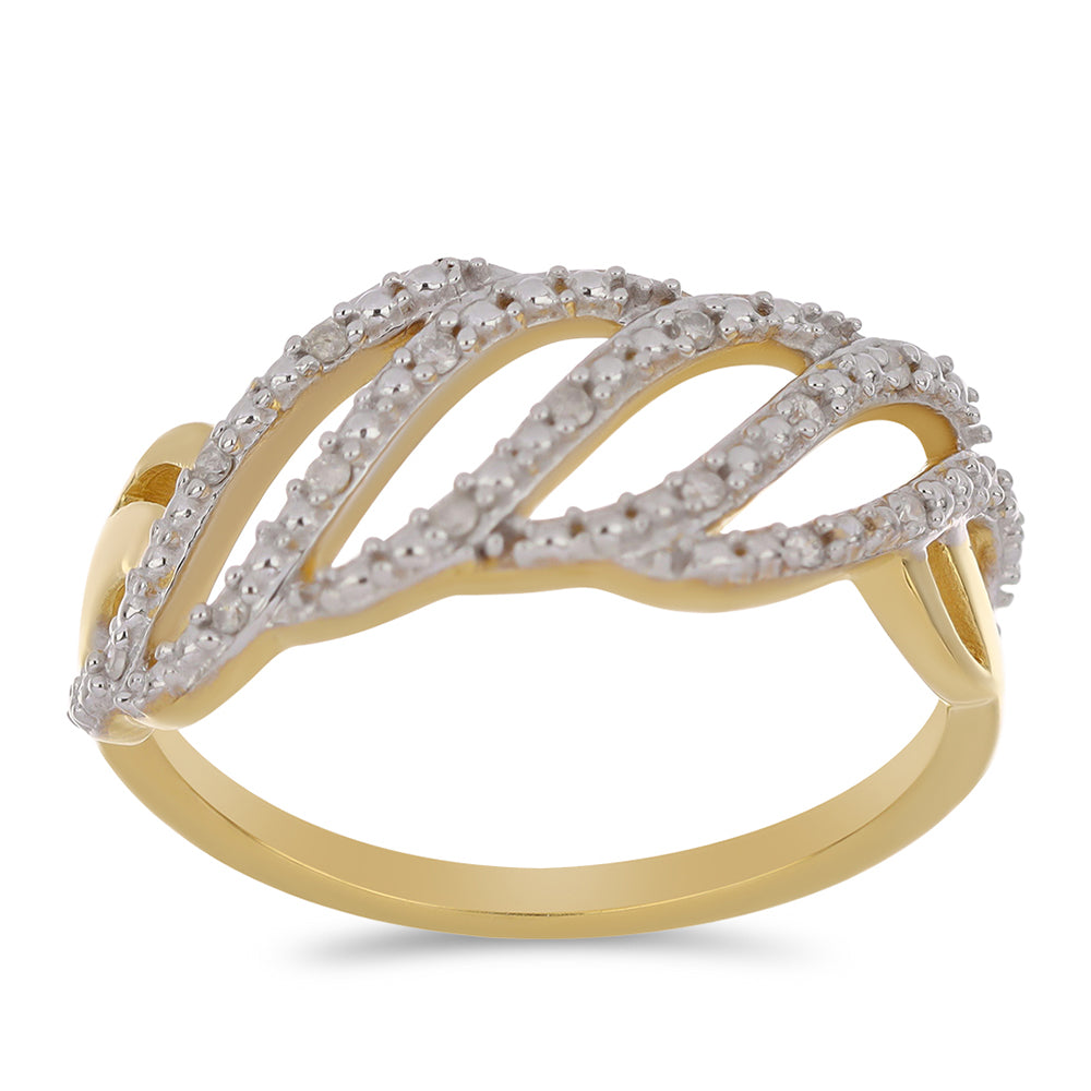 Pozlacené Stříbro 925/1000 - Prsten s Bílým Diamantem - Karátové číslo: 0.11. přibližná hmotnost: 3.38 gramů 3 