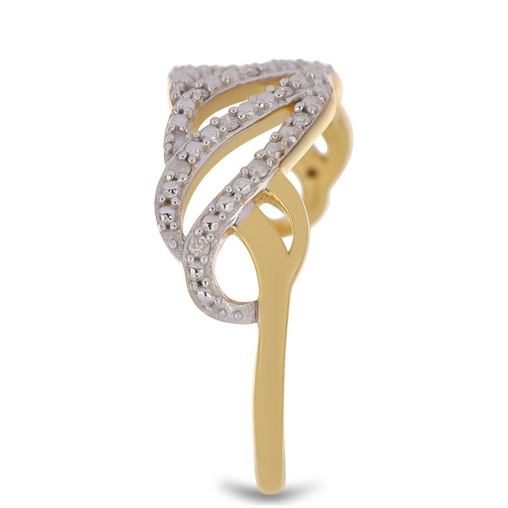 Pozlacené Stříbro 925/1000 - Prsten s Bílým Diamantem - Karátové číslo: 0.11. přibližná hmotnost: 3.38 gramů 4 