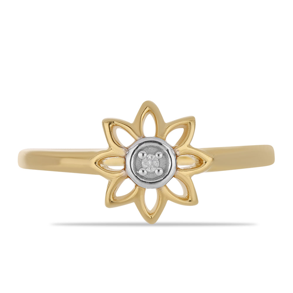 Pozlacené stříbro 925/1000 Prsten s Bílým Diamantem - Karátové číslo: 0.01. přibližná hmotnost: 1.9 gramů 1 