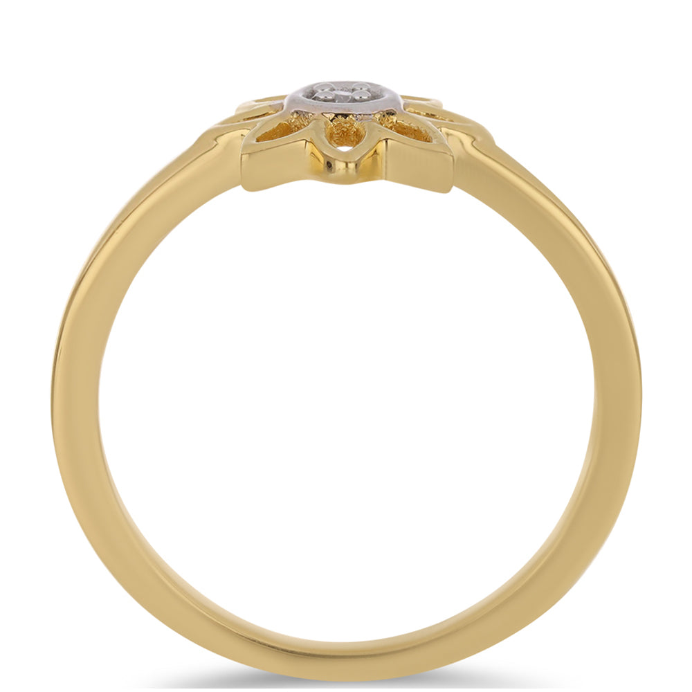 Pozlacené stříbro 925/1000 Prsten s Bílým Diamantem - Karátové číslo: 0.01. přibližná hmotnost: 1.9 gramů