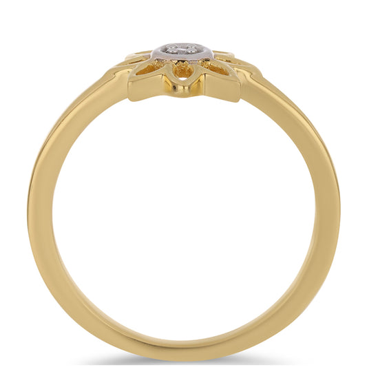 Pozlacené stříbro 925/1000 Prsten s Bílým Diamantem - Karátové číslo: 0.01. přibližná hmotnost: 1.9 gramů
