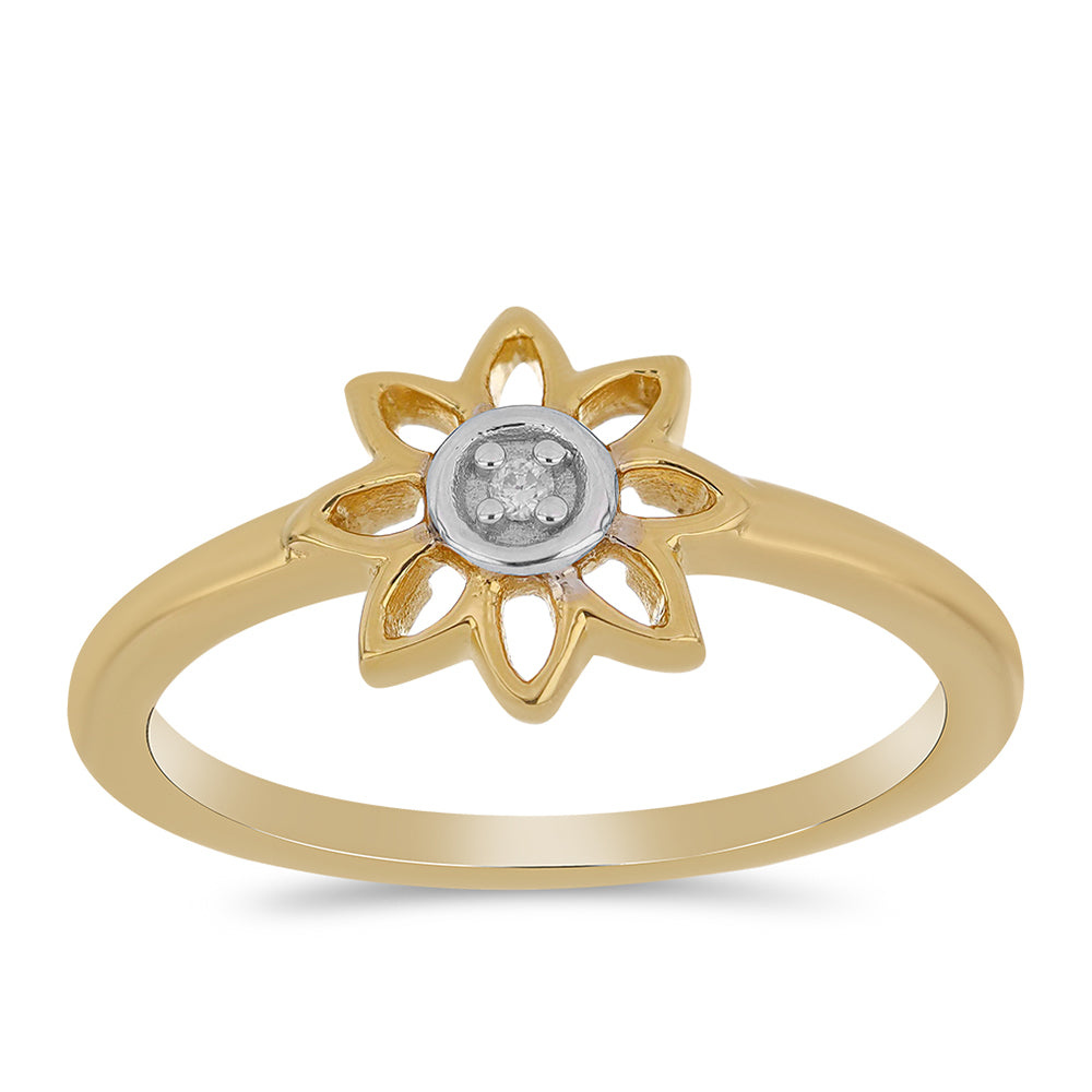 Pozlacené stříbro 925/1000 Prsten s Bílým Diamantem - Karátové číslo: 0.01. přibližná hmotnost: 1.9 gramů