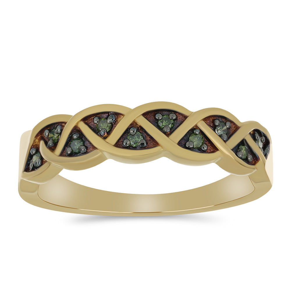 Pozlacený Stříbrný Prsten se Zeleným Diamantem 3 