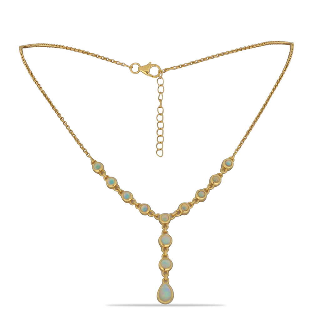Pozlacený Stříbrný Náhrdelník s Welo opálem 1 