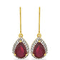 Pozlacené Stříbrné Náušnice s Madagaskarským Rubínem a Bílým Topazem