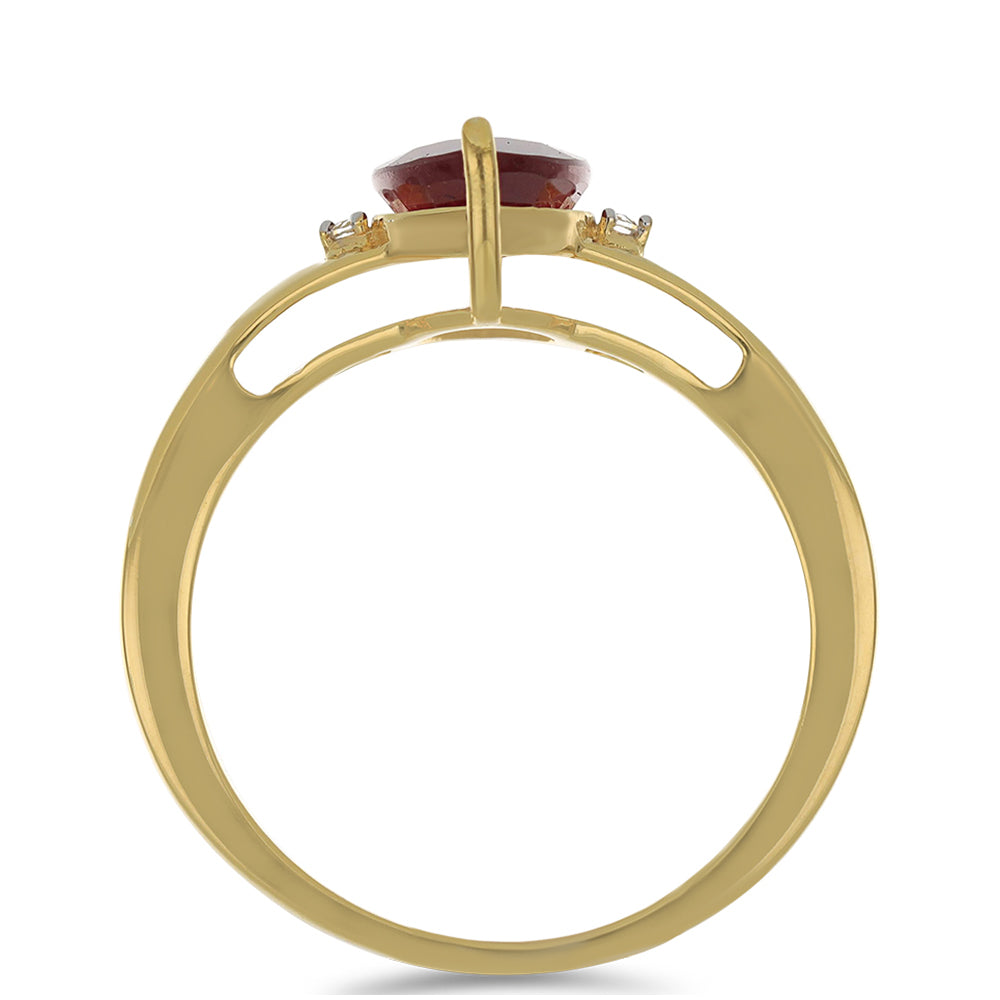 Pozlacené Stříbro 925/1000 - Prsten s Madagaskarským Rubínem a Bílým Topazem - Karátové číslo: 3.35. přibližná hmotnost: 3.23 gramů 2 