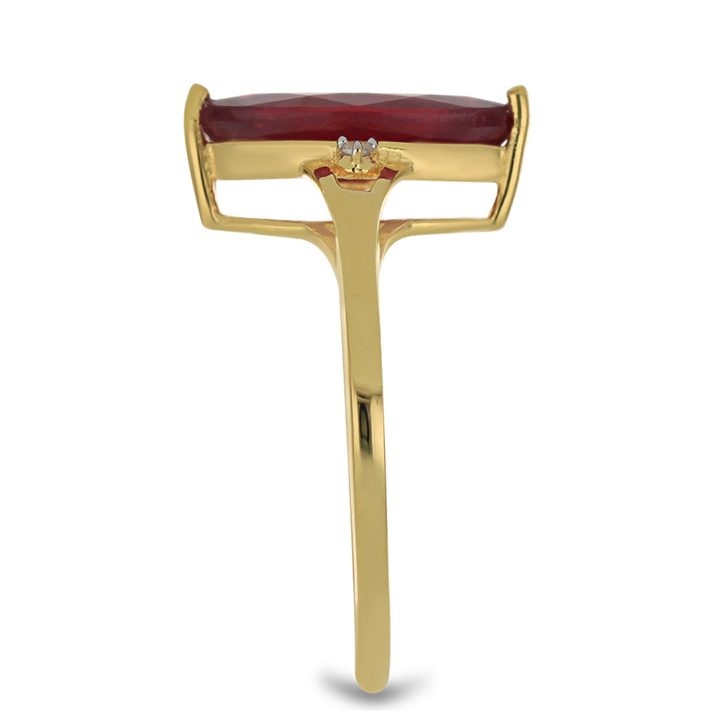 Pozlacené Stříbro 925/1000 - Prsten s Madagaskarským Rubínem a Bílým Topazem - Karátové číslo: 3.35. přibližná hmotnost: 3.23 gramů 4 