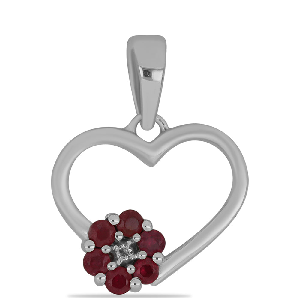 Stříbrný Přívěsek s Madagaskarským Rubínem a Bílým Topazem 1 