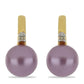 Pozlacené Stříbro 925/1000 - Náušnice s Fialová Sladkovodní Perlou a Bílým Topazem - Karátové číslo: 5.07. přibližná hmotnost: 3.64 gramů