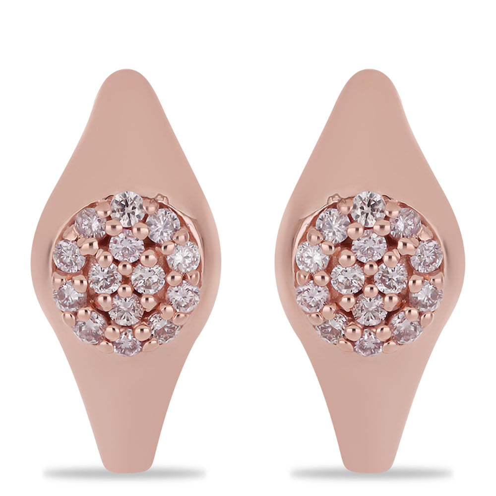 Růžově pozlacené Stříbro 925/1000 - Náušnice s Růžovým diamantem - Karátové číslo: 0.28. přibližná hmotnost: 3.43 gramů 1 