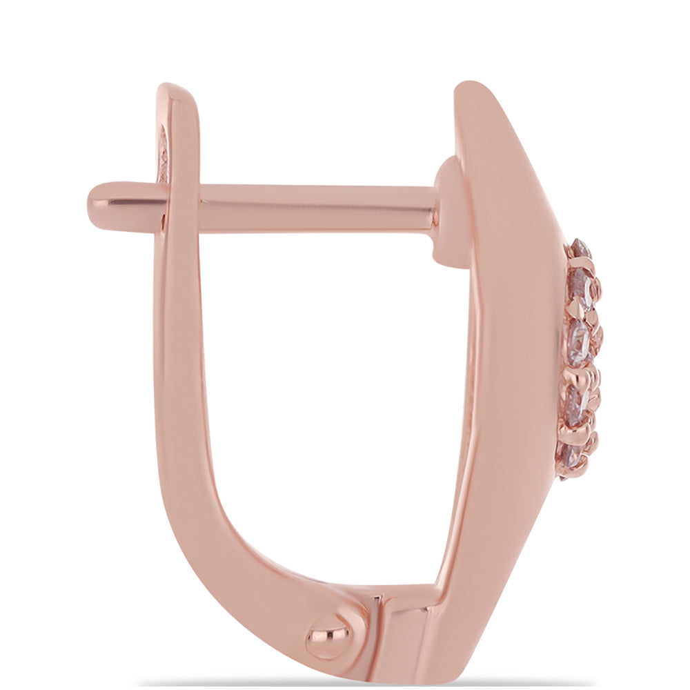 Růžově pozlacené Stříbro 925/1000 - Náušnice s Růžovým diamantem - Karátové číslo: 0.28. přibližná hmotnost: 3.43 gramů 2 