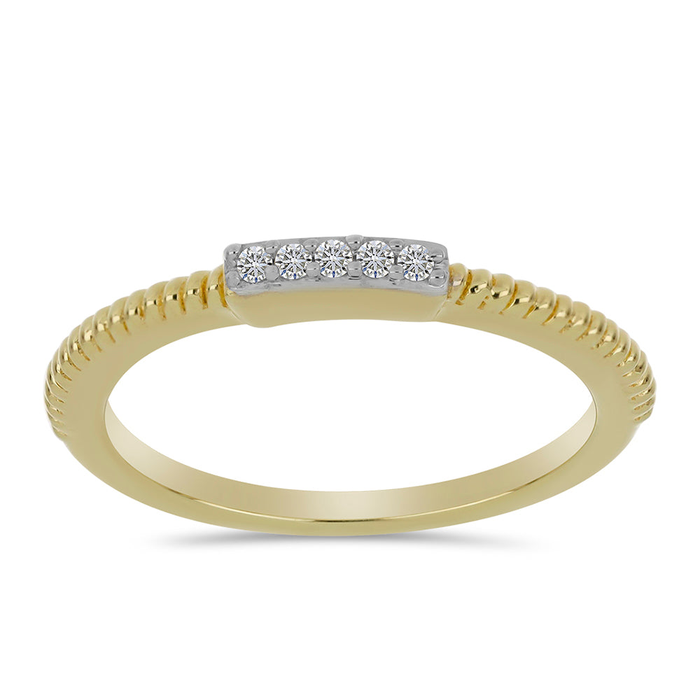 Pozlacený Stříbrný Prsten s Bílým Diamantem