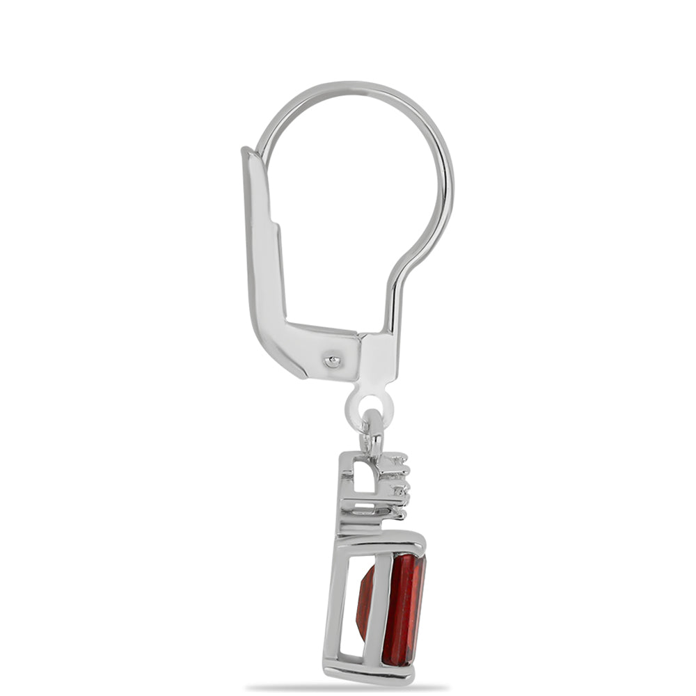 Stříbro 925/1000 Náušnice s Bartonským Granátem a Bílým Topazem - Karátové číslo: 2.46. přibližná hmotnost: 2.52 gramů 2 