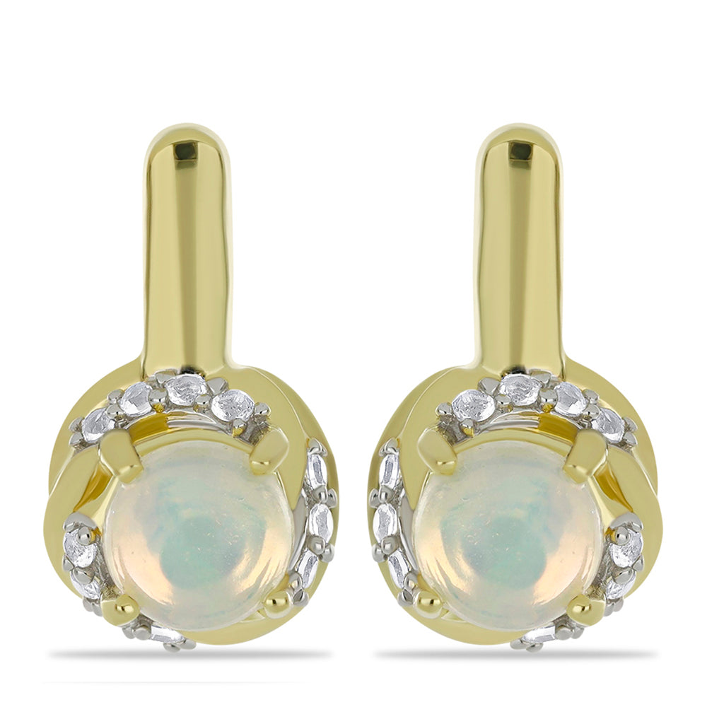 Pozlacené Stříbrné Náušnice s Etiopským Opálem z Lega Dembi a Bílým Topazem 1 