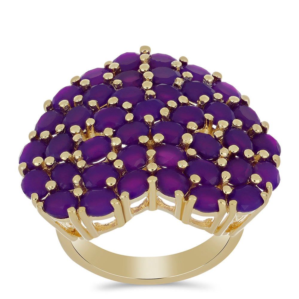 Pozlacený Stříbrný Prsten s Purpurovým Achátem 3 