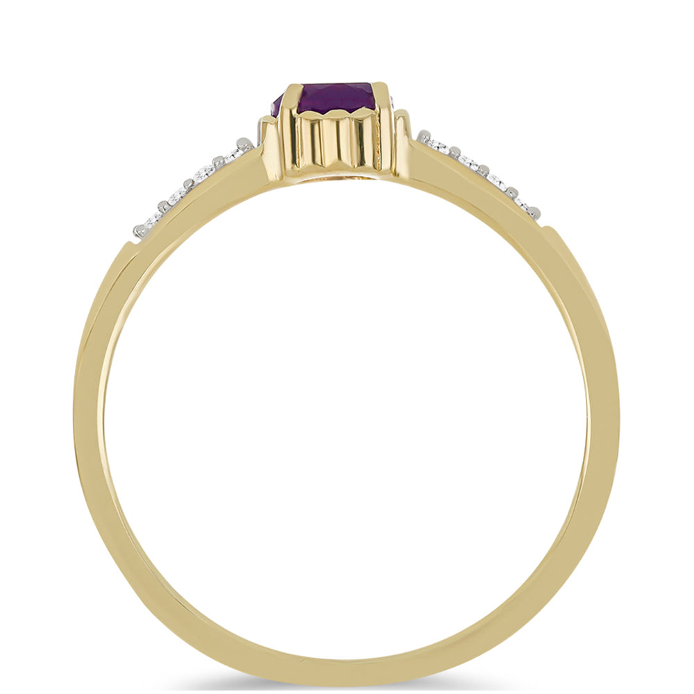 Pozlacený Stříbrný Prsten s Purpurovým Achátem a Bílým Topazem