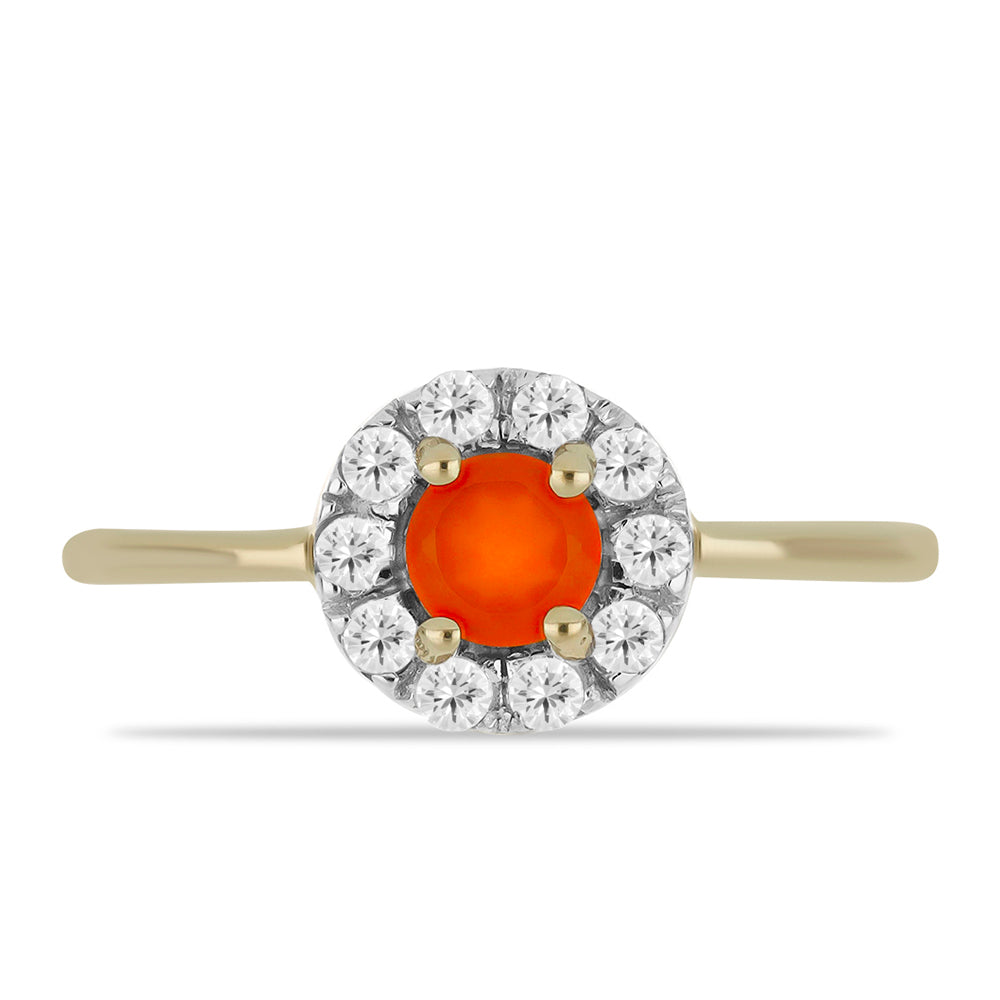 Pozlacený Stříbrný Prsten s Karneolem a Bílým Topazem