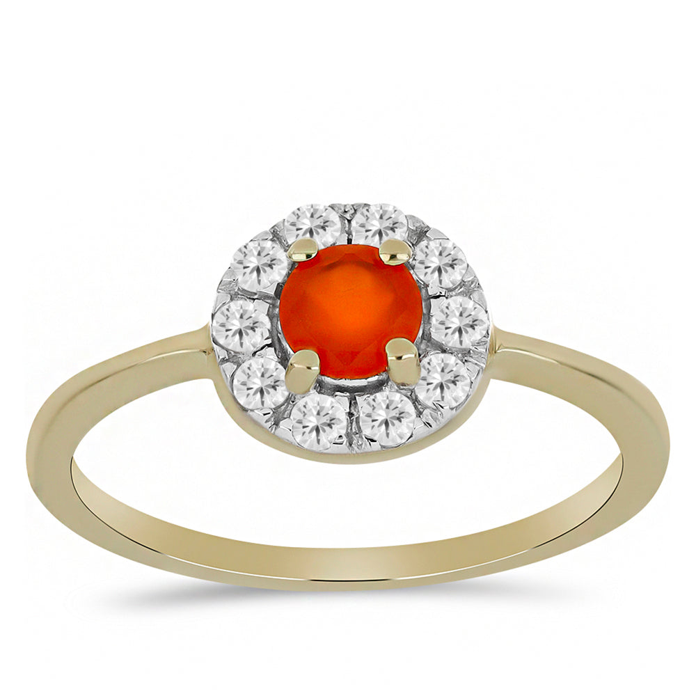 Pozlacený Stříbrný Prsten s Karneolem a Bílým Topazem