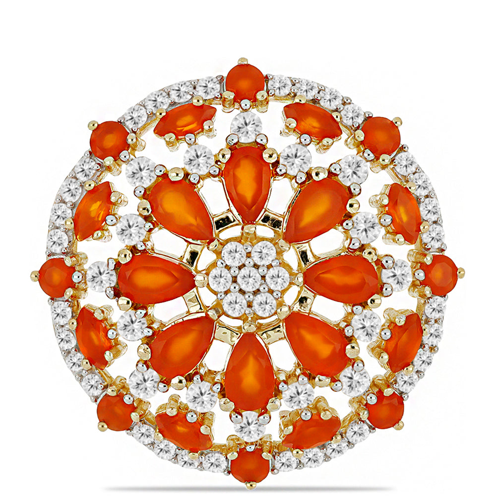 Pozlacený Stříbrný Prsten s Karneolem