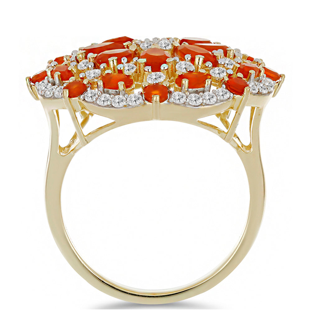 Pozlacený Stříbrný Prsten s Karneolem