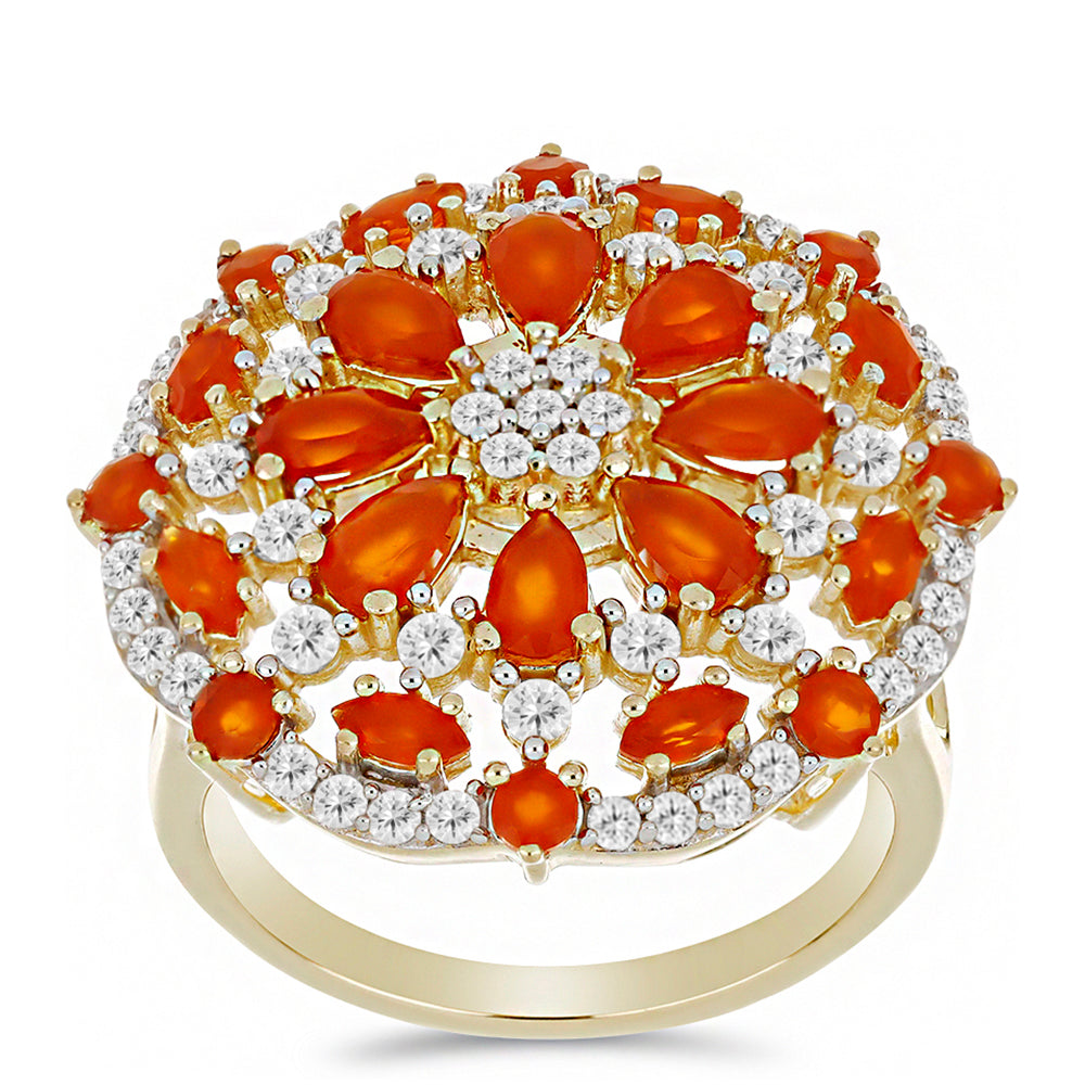 Pozlacený Stříbrný Prsten s Karneolem