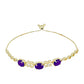 Pozlacený Stříbrný Náramek s Purpurovým Achátem a Bílým Topazem