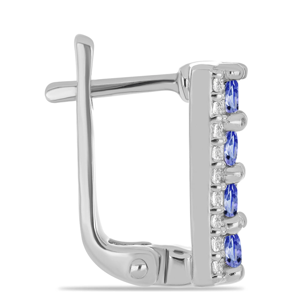 Stříbrné Náušnice s Tanzanitem a Bílým Topazem 2 