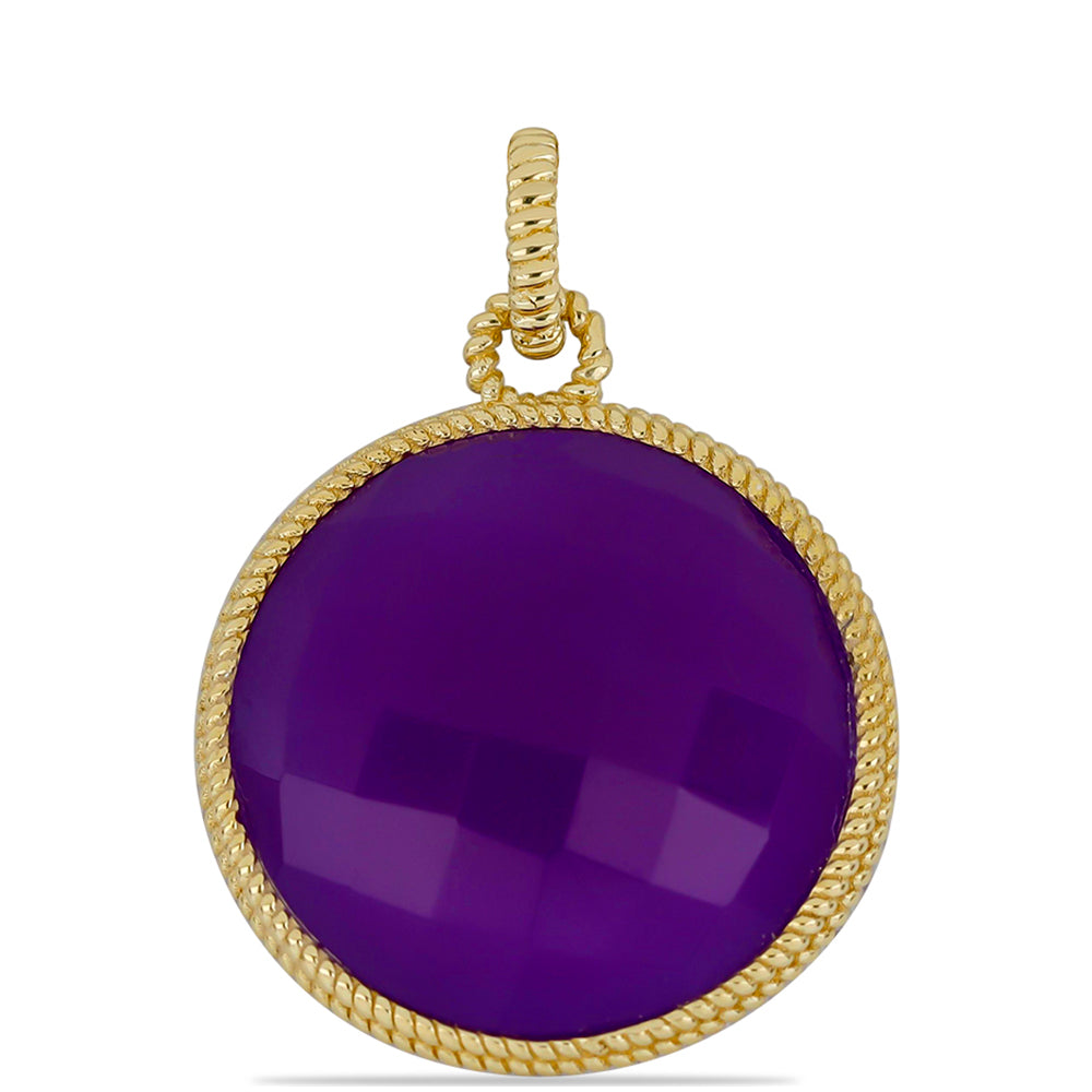 Pozlacené Stříbro 925/1000 - Přívěsek s Purpurovým Achátem - Karátové číslo: 8.85. přibližná hmotnost: 2.34 gramů 1 