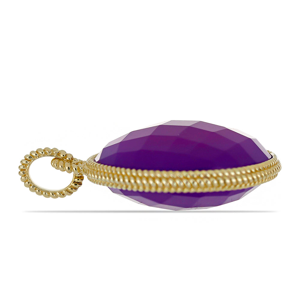 Pozlacené Stříbro 925/1000 - Přívěsek s Purpurovým Achátem - Karátové číslo: 8.85. přibližná hmotnost: 2.34 gramů 2 