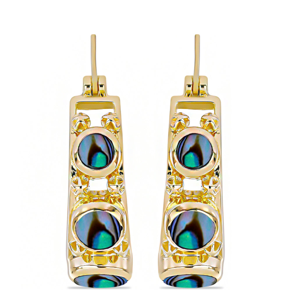 Pozlacené Stříbrné Náušnice s Černou Perletí