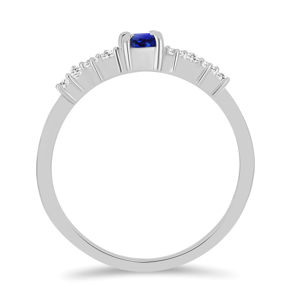 Stříbrný Prsten s Australským Modrým Safírem a Bílým Topazem 6 