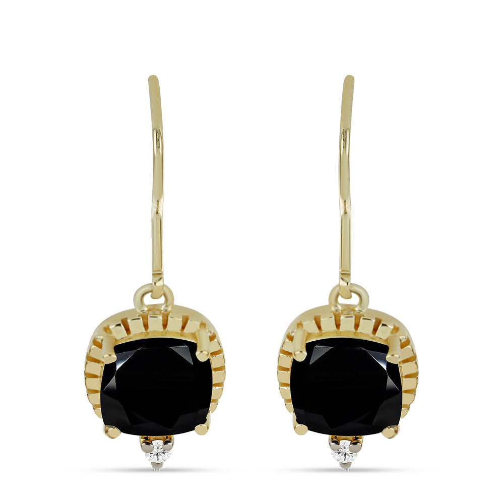 Pozlacené Stříbrné Náušnice s Černým spinelem a Bílým Topazem