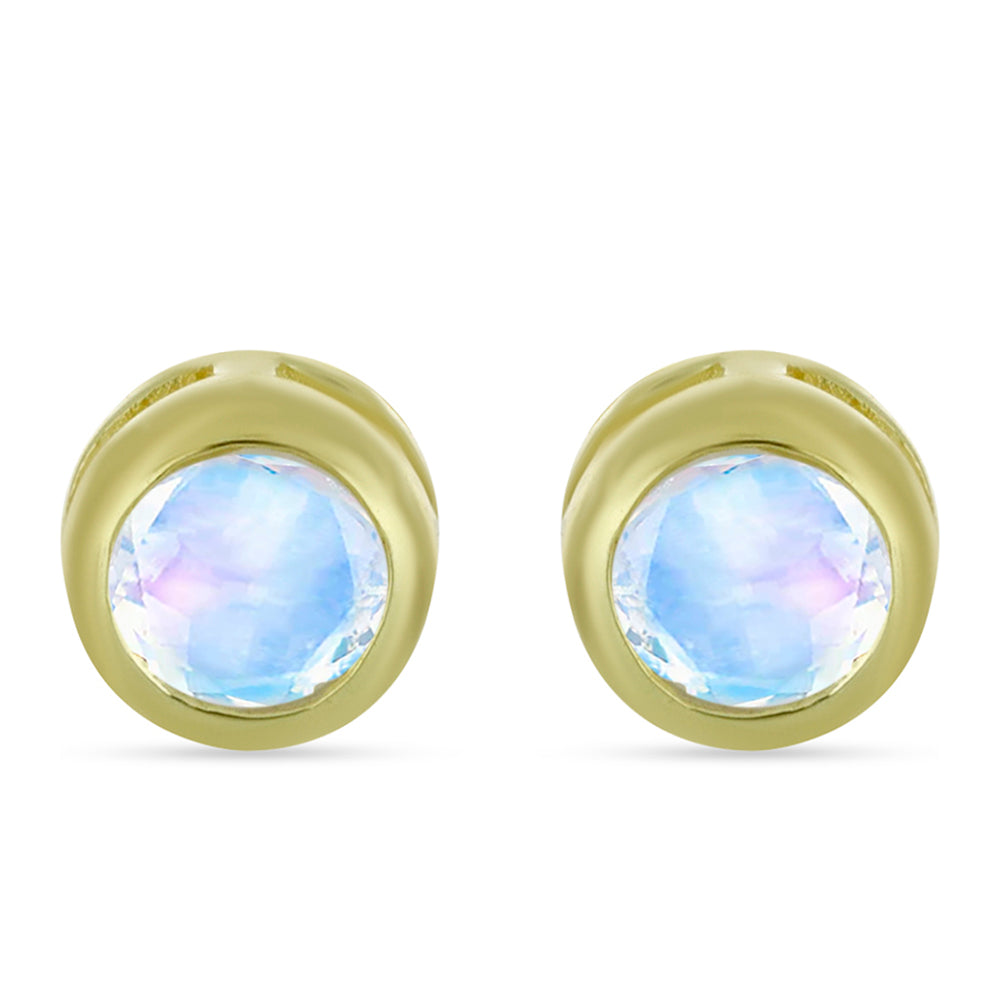 Pozlacené Stříbrné Náušnice s Duhovým Měsíčním Kamenem 1 