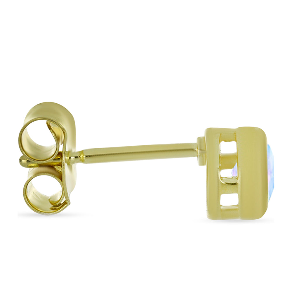 Pozlacené Stříbrné Náušnice s Duhovým Měsíčním Kamenem 2 