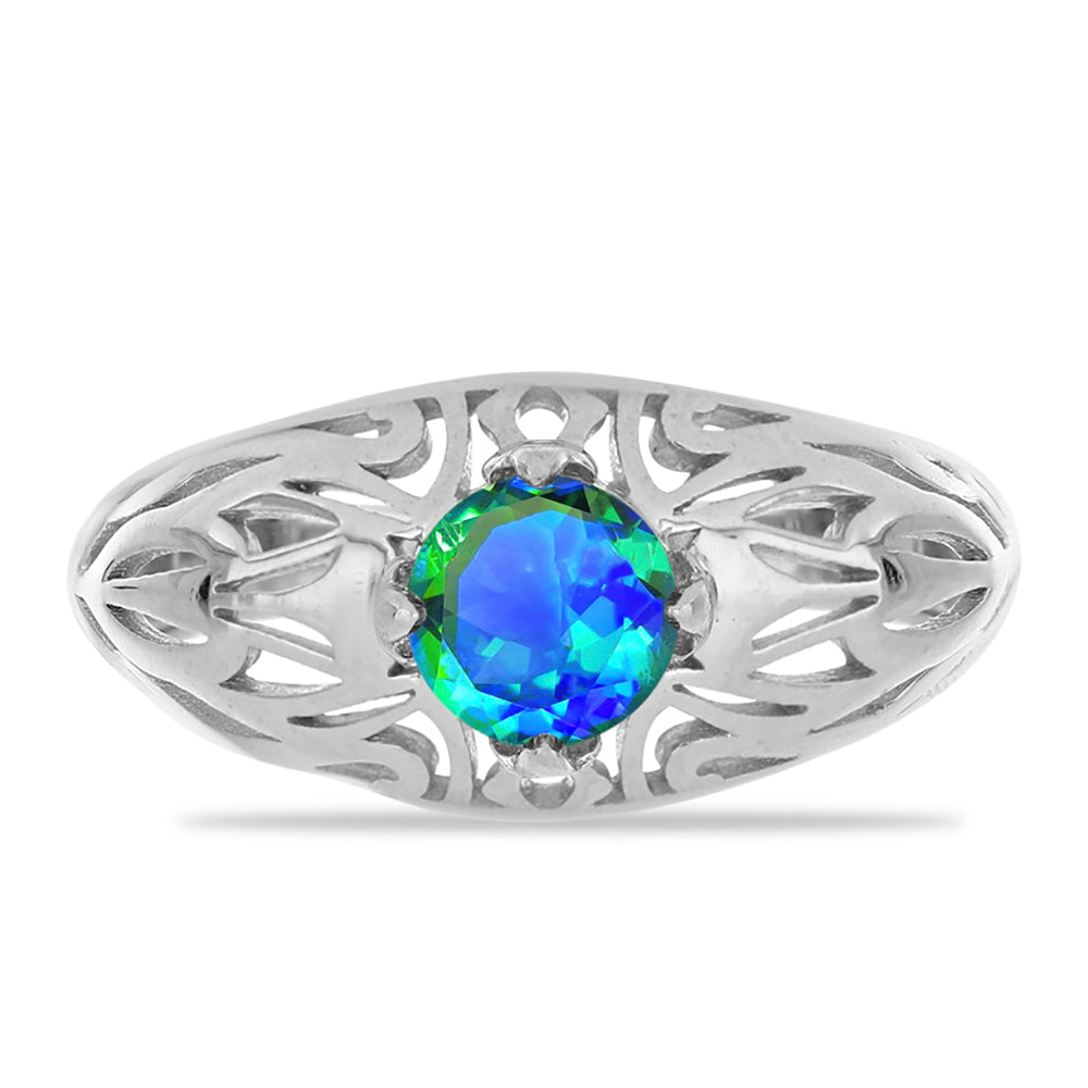 Stříbro 925/1000 Prsten s Pavím Křemenem - Karátové číslo: 0.75. přibližná hmotnost: 3.04 gramů 1 