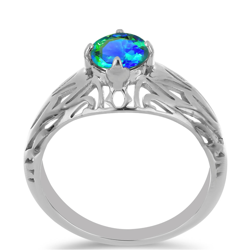 Stříbro 925/1000 Prsten s Pavím Křemenem - Karátové číslo: 0.75. přibližná hmotnost: 3.04 gramů 3 