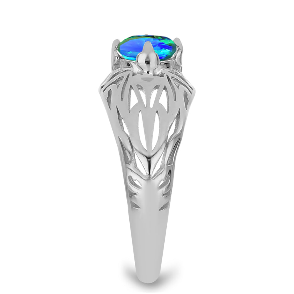 Stříbro 925/1000 Prsten s Pavím Křemenem - Karátové číslo: 0.75. přibližná hmotnost: 3.04 gramů