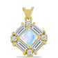 Pozlacený Stříbrný Přívěsek s Duhovým Měsíčním Kamenem a Bílým Topazem