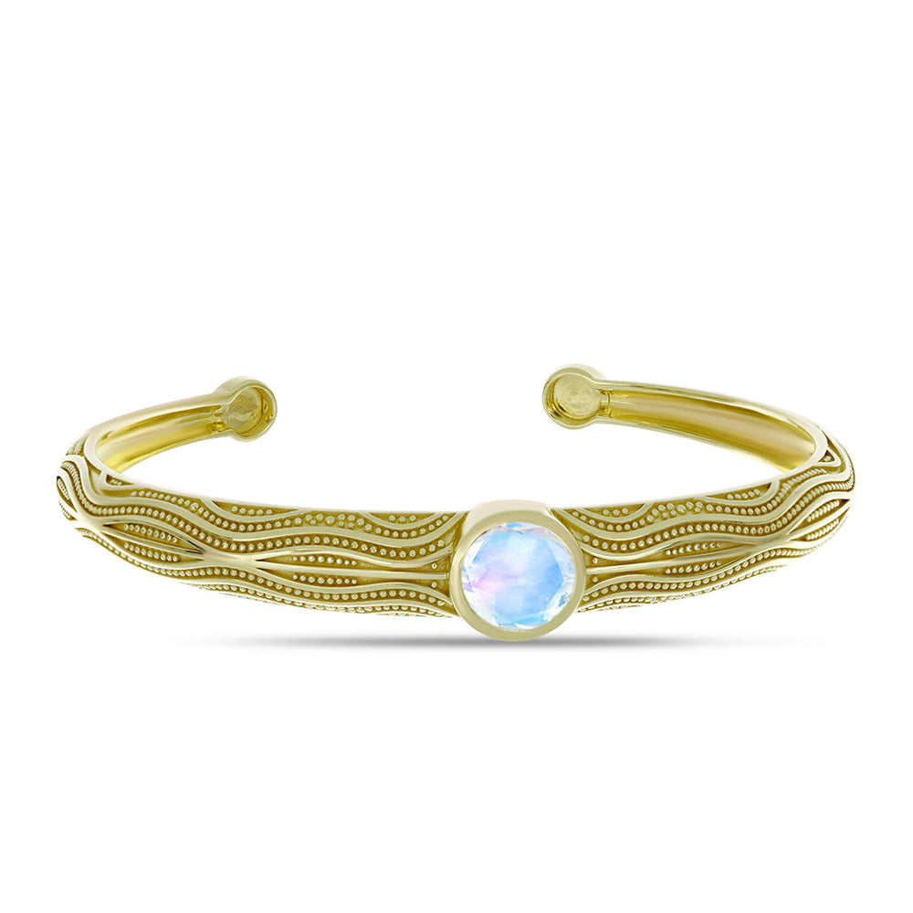 Pozlacený Stříbrný Náramek s Duhovým Měsíčním Kamenem 1 