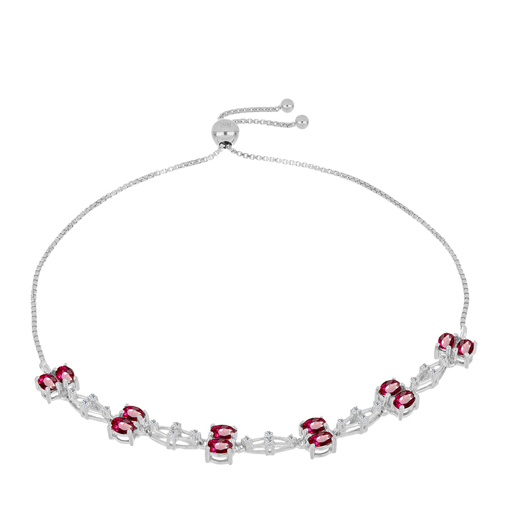 Stříbro 925/1000 - Náramek s Cruizero Rubelitem a Bílým Topazem - Karátové číslo: 2.19. přibližná hmotnost: 5.37 gramů 1 