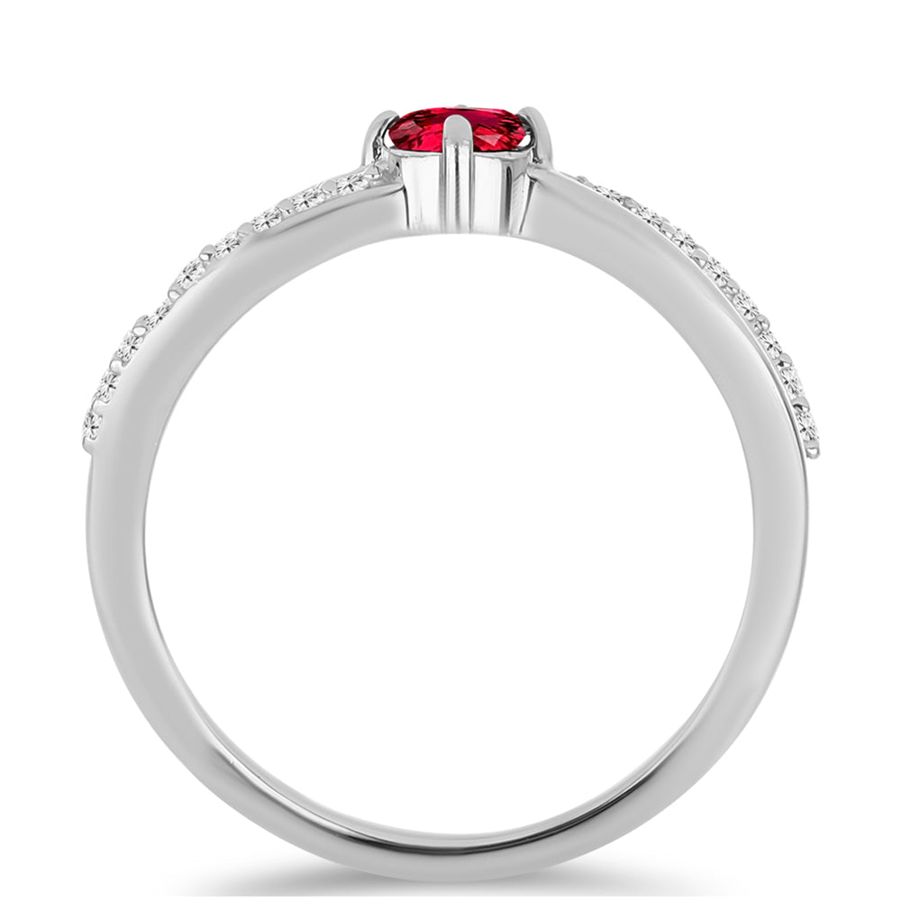 Stříbro 925/1000 - Prsten s Cruizero Rubelitem a Bílým Topazem - Karátové číslo: 0.41. přibližná hmotnost: 2.27 gramů 2 