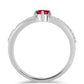 Stříbro 925/1000 - Prsten s Cruizero Rubelitem a Bílým Topazem - Karátové číslo: 0.41. přibližná hmotnost: 2.27 gramů