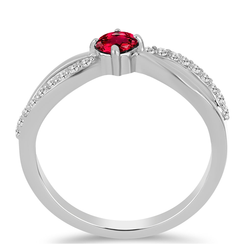 Stříbro 925/1000 - Prsten s Cruizero Rubelitem a Bílým Topazem - Karátové číslo: 0.41. přibližná hmotnost: 2.27 gramů 3 