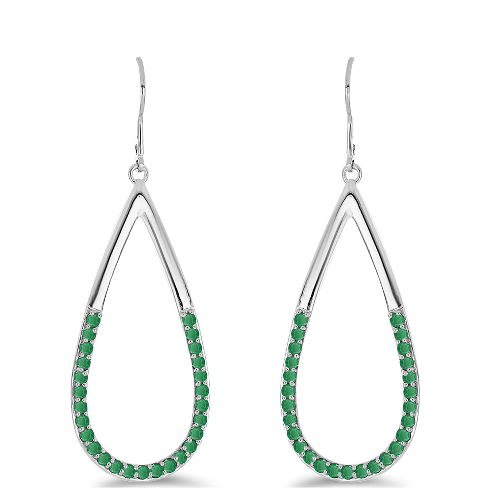 Stříbro 925/1000 - Náušnice s Brazilským Smaragdem - Karátové číslo: 2.43. přibližná hmotnost: 7.5 gramů 1 