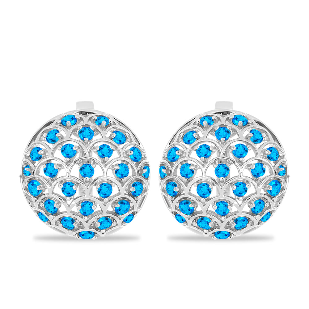 Stříbrné Náušnice s Nebesky Modrým Apatitem