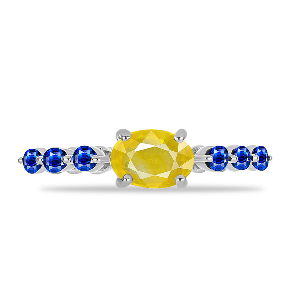 Stříbrný Prsten se Žlutým Safírem a Australským Modrým Safírem 1 