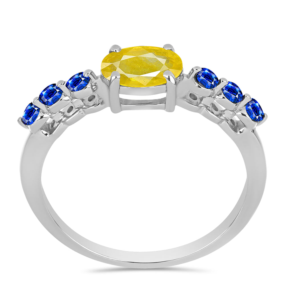 Stříbrný Prsten se Žlutým Safírem a Australským Modrým Safírem 3 