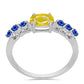 Stříbrný Prsten se Žlutým Safírem a Australským Modrým Safírem