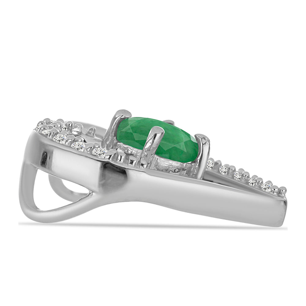 Stříbrný Přívěsek s Brazilským Smaragdem a Bílým Topazem 2 