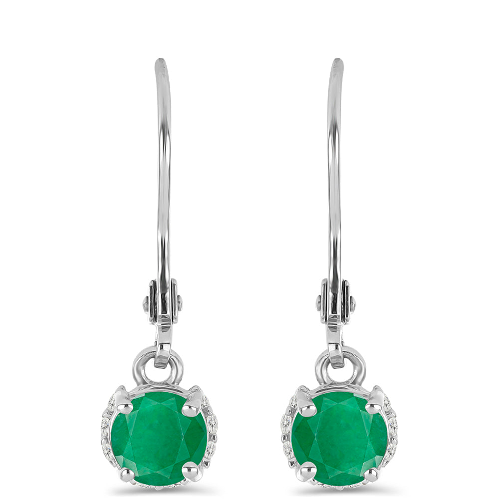 Stříbrné Náušnice s Brazilským Smaragdem a Bílým Topazem